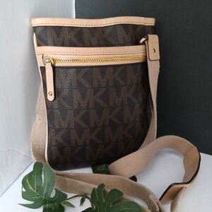 Michael kors Brown/Cream Crossbody Purse with Adjustable Strap